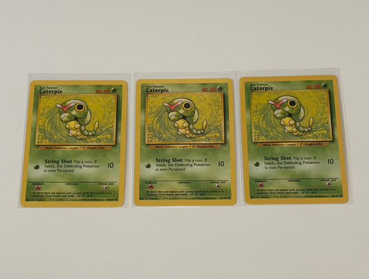 Caterpie- Base Set (BS) Common 3 card lot NM
