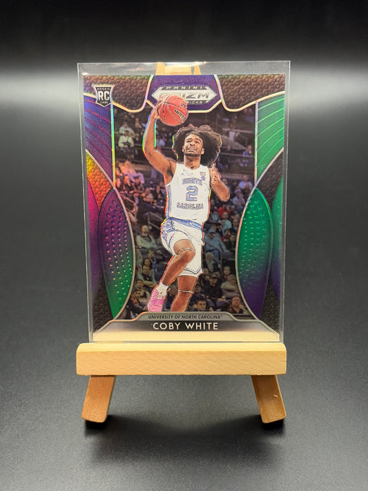 2019-20 Panini Prizm Draft Picks - Coby White #70 Green and Purple Prizm /199 (RC)