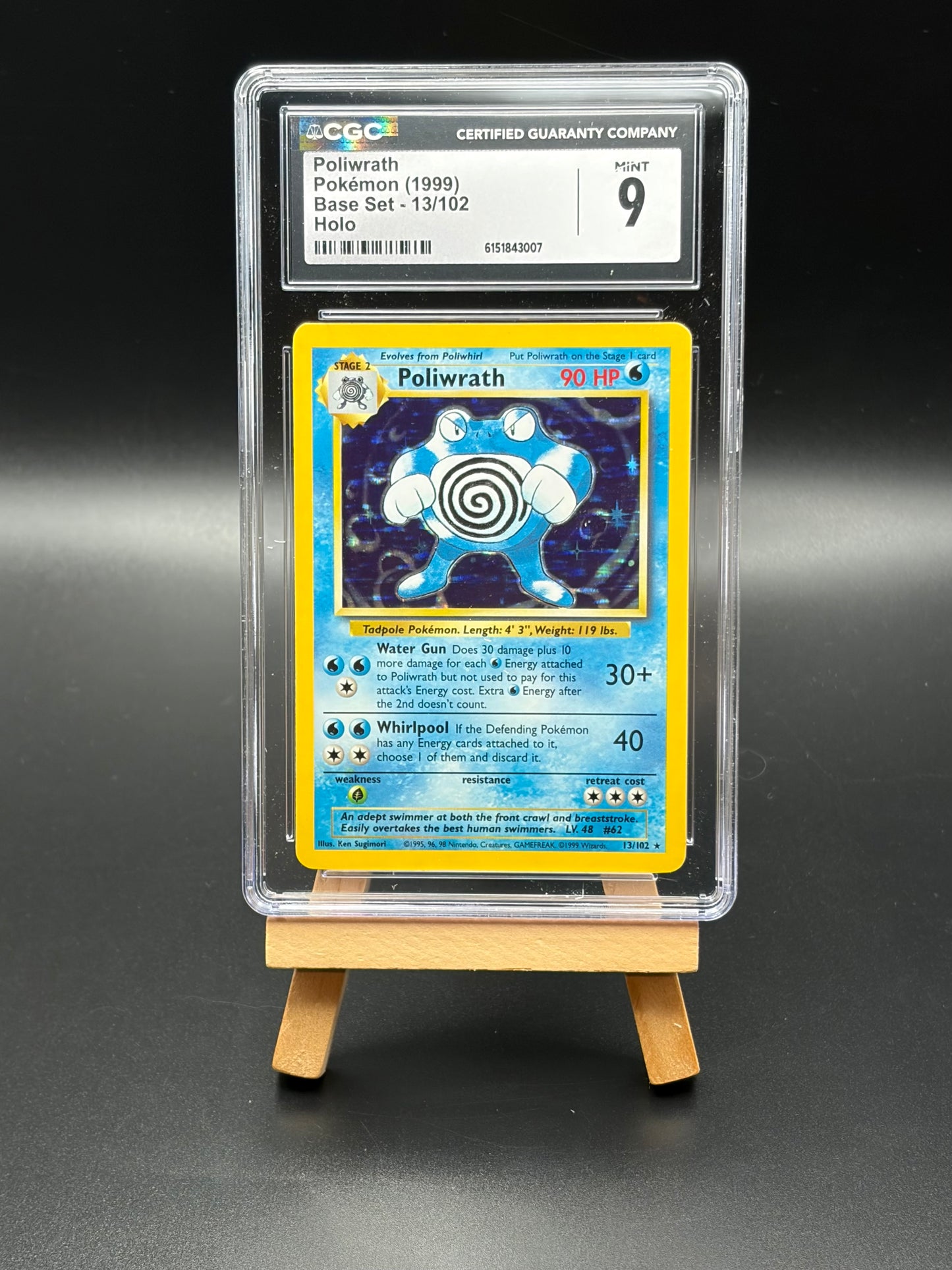 Poliwrath (013/102)- Base Set (BS)Unlimited Holo Rare Graded CGC 9