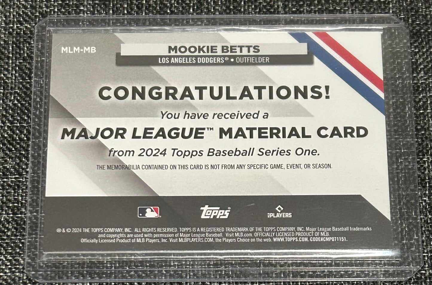 2024 Topps Mookie Betts Jersey Card