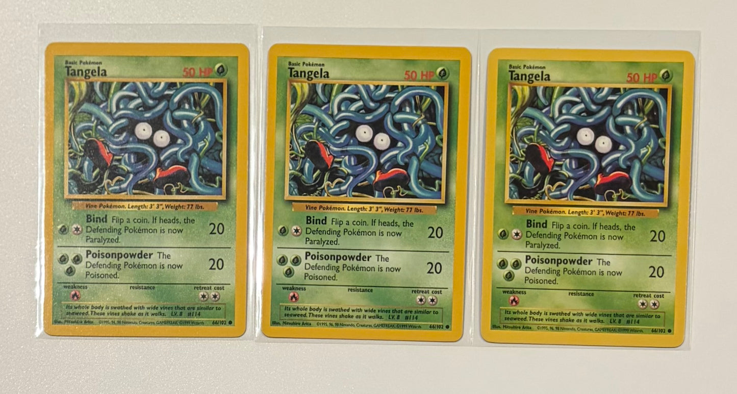 Tangela- Base Set (BS) Common 3 card lot LP