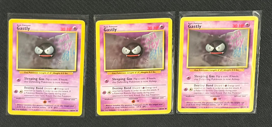 Gastly- Base Set (BS) Common 3 card lot LP