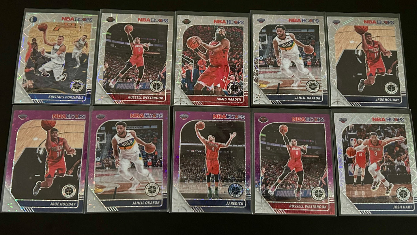 2019-2020 10 Card parallel Basketball Hoops Premium Stock Card Lot