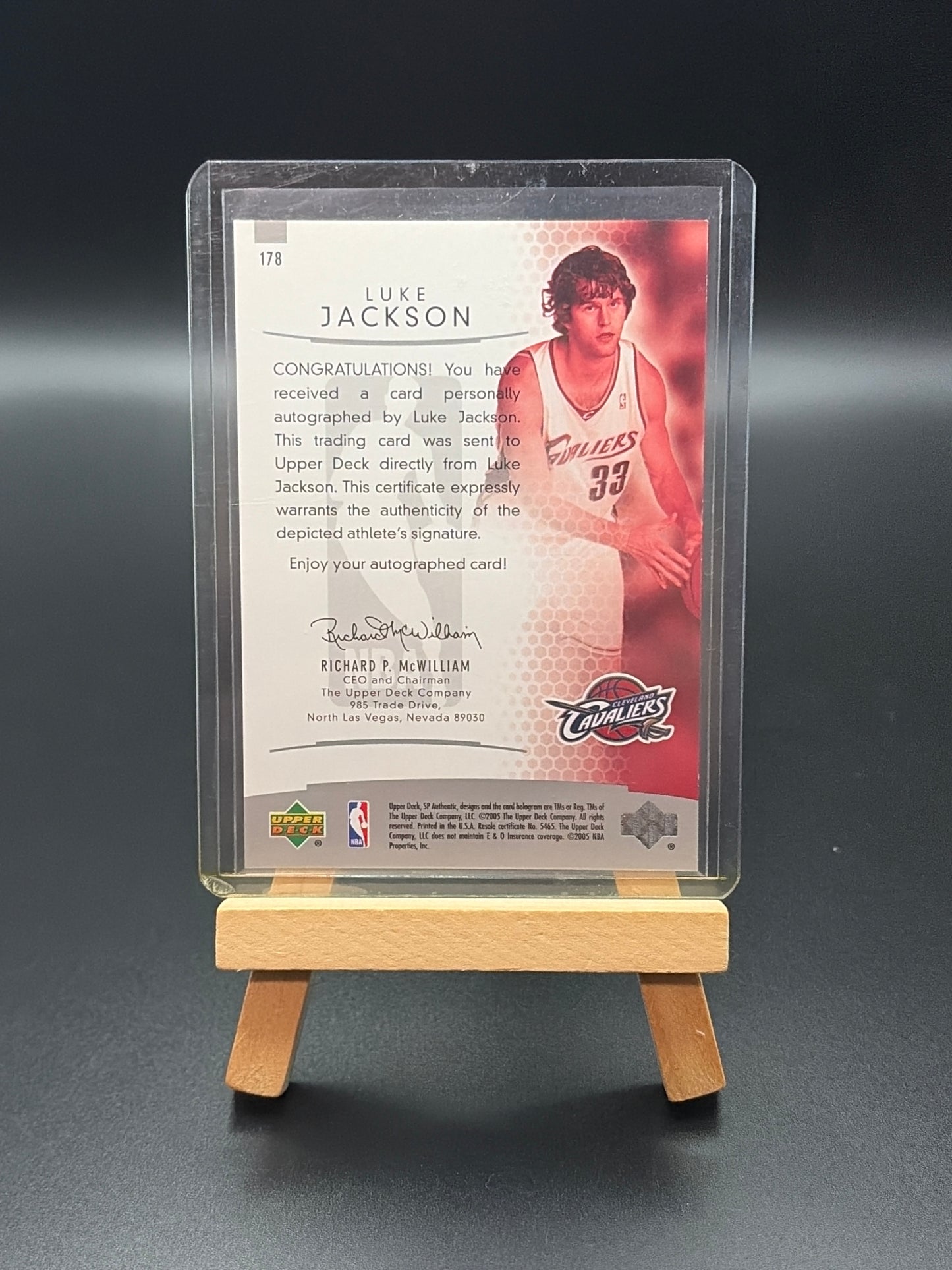 2005 Upper Deck Luke Jackson Rookie Card, Autographed, and Numbered/1499