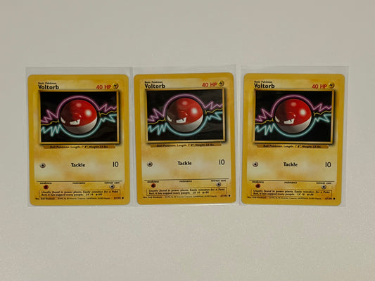 Voltorb - Base Set (BS) Common 3 card lot LP