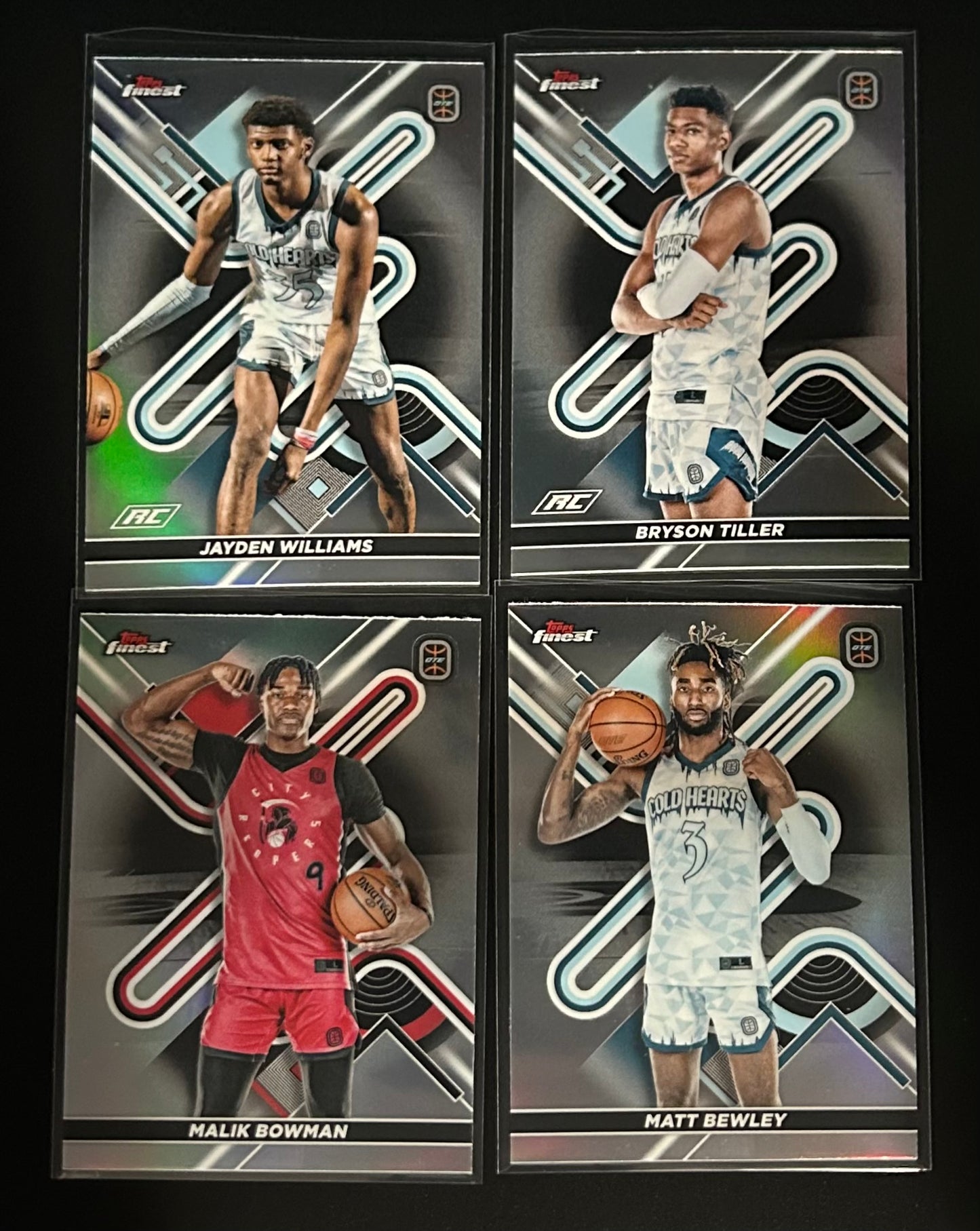 2022-2023 Topps Finest OTE Overtime Elite 4 card holo cards