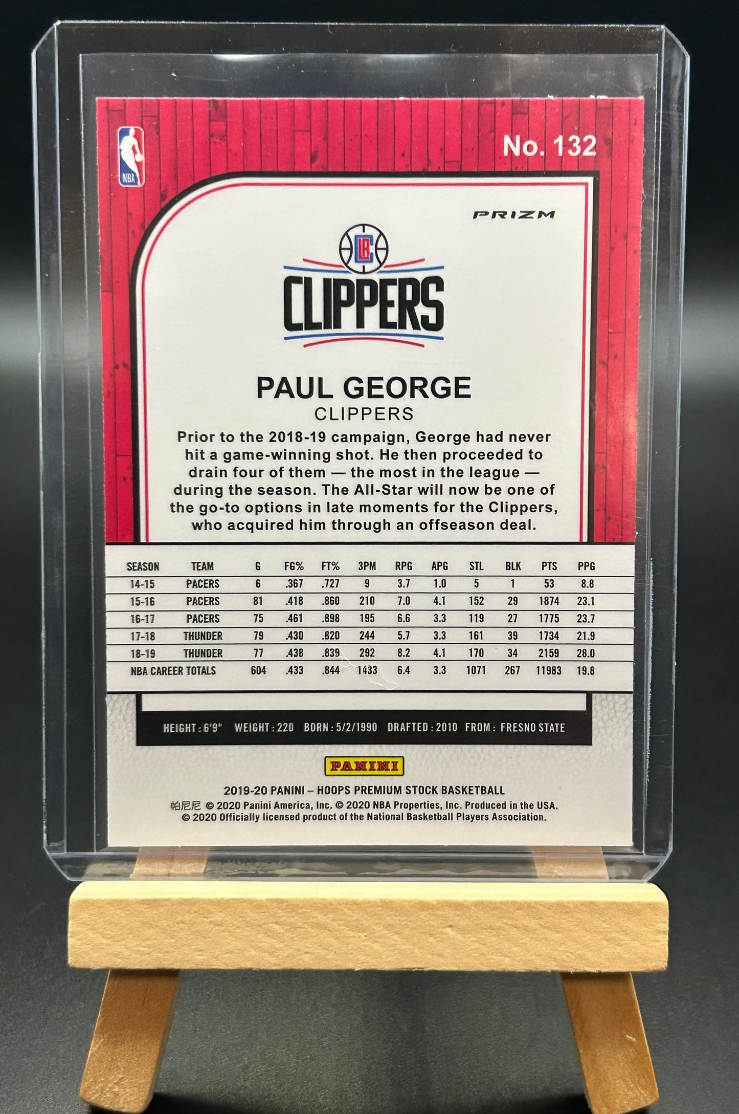 2019-20 Panini NBA Hoops Premium Stock Purple Disco Paul George