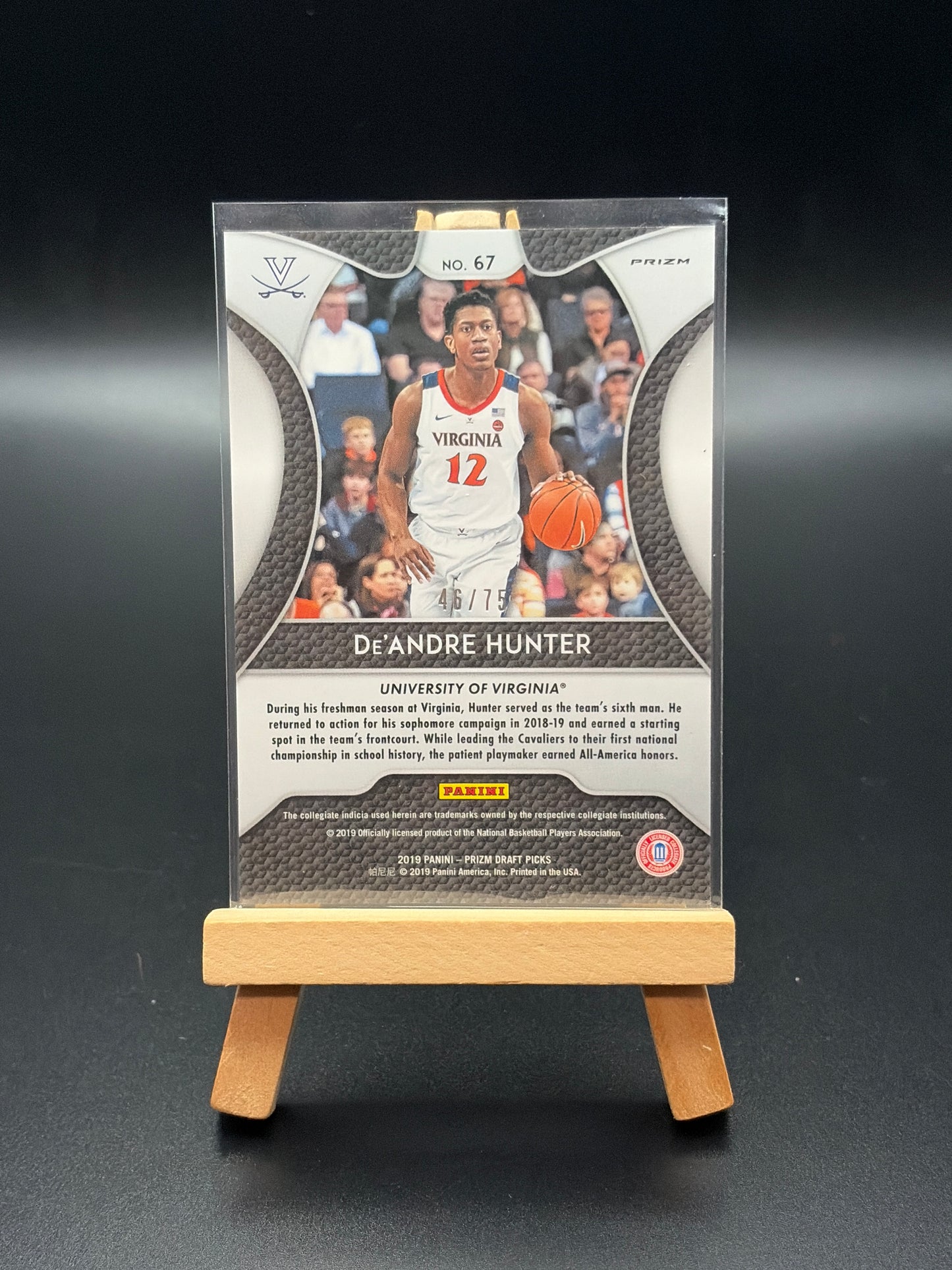 2019 Panini Prizm Draft Picks De’Andre Hunter Hyper Prizm Numbered Basketball Card