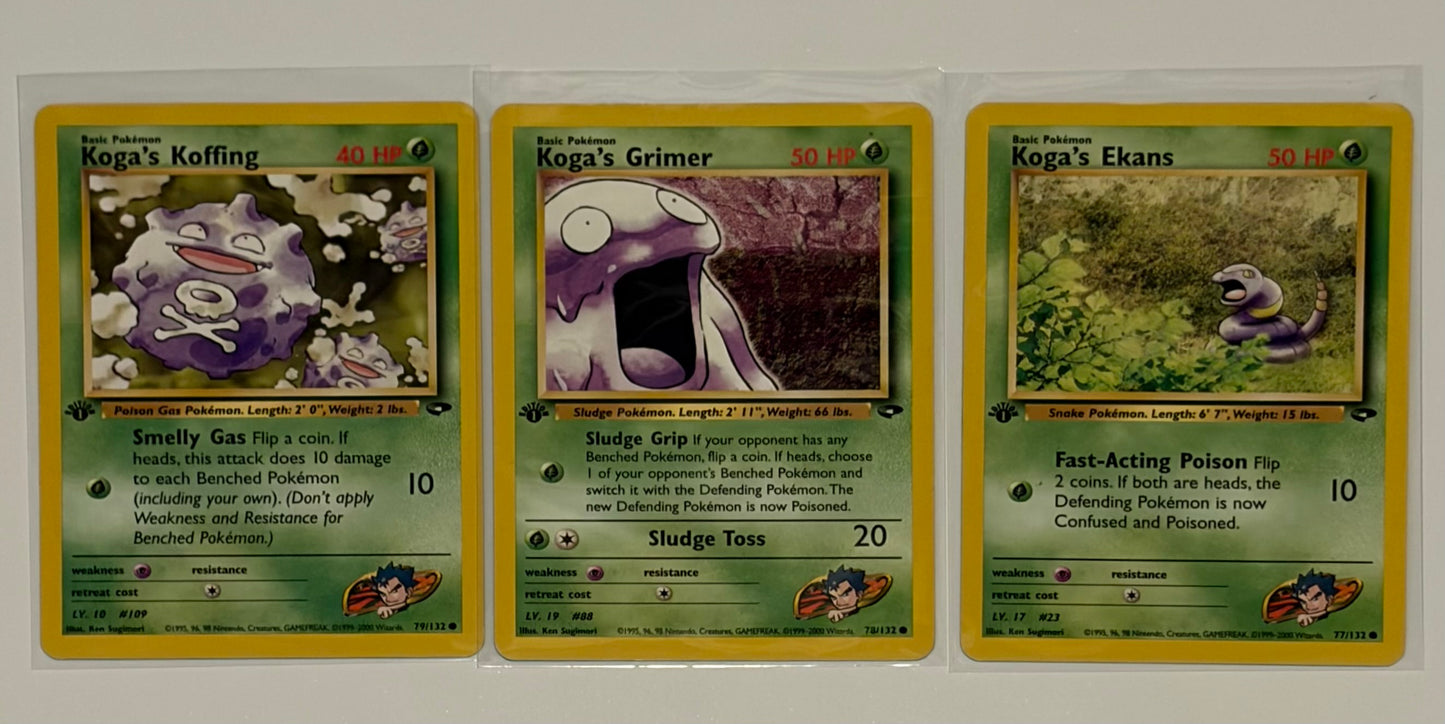 Koga Gym Challenge (G2)3 card 1st edition lot LP-MP (Read Description)