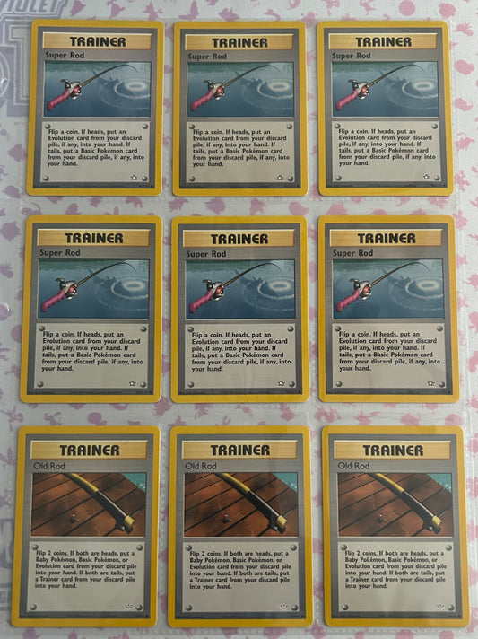9 Pokémon Card Lot. Comes with 9 cards that have rod in the name.