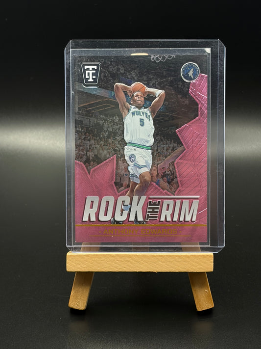 #10 Anthony Edwards 2024-25 Panini Totally Certified - Rock the Rim Mirror Pink #/199