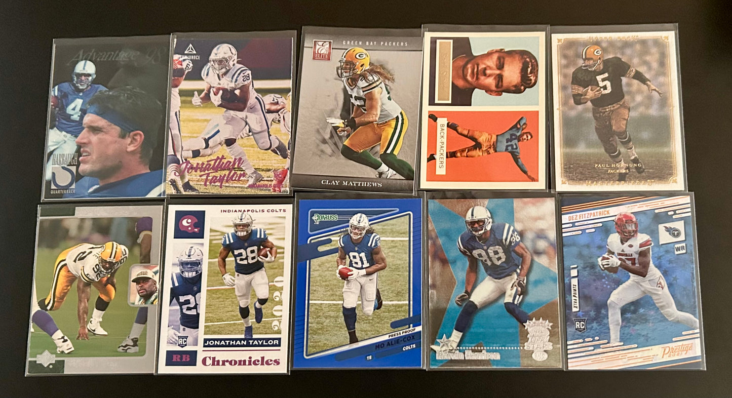 NFL Mixed Teams and Players 10 Card Lot