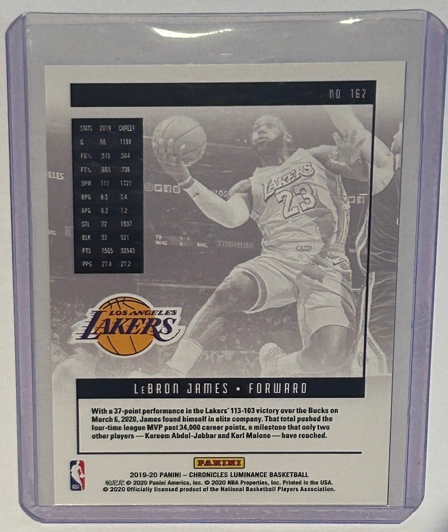 2019-2020 Panini Chronicles Luminance Lebron James