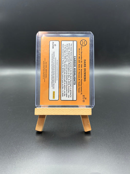 2021 Donruss Baseball Dane Dunning Autograph Rookie Card – Texas Rangers #87S‑DD