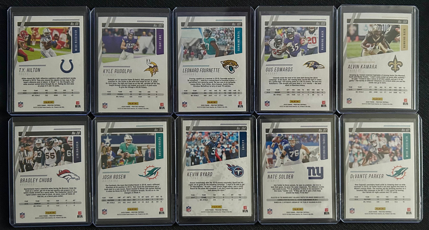 2020 - Panini Prestige Football 10 card lot numbered out of /249