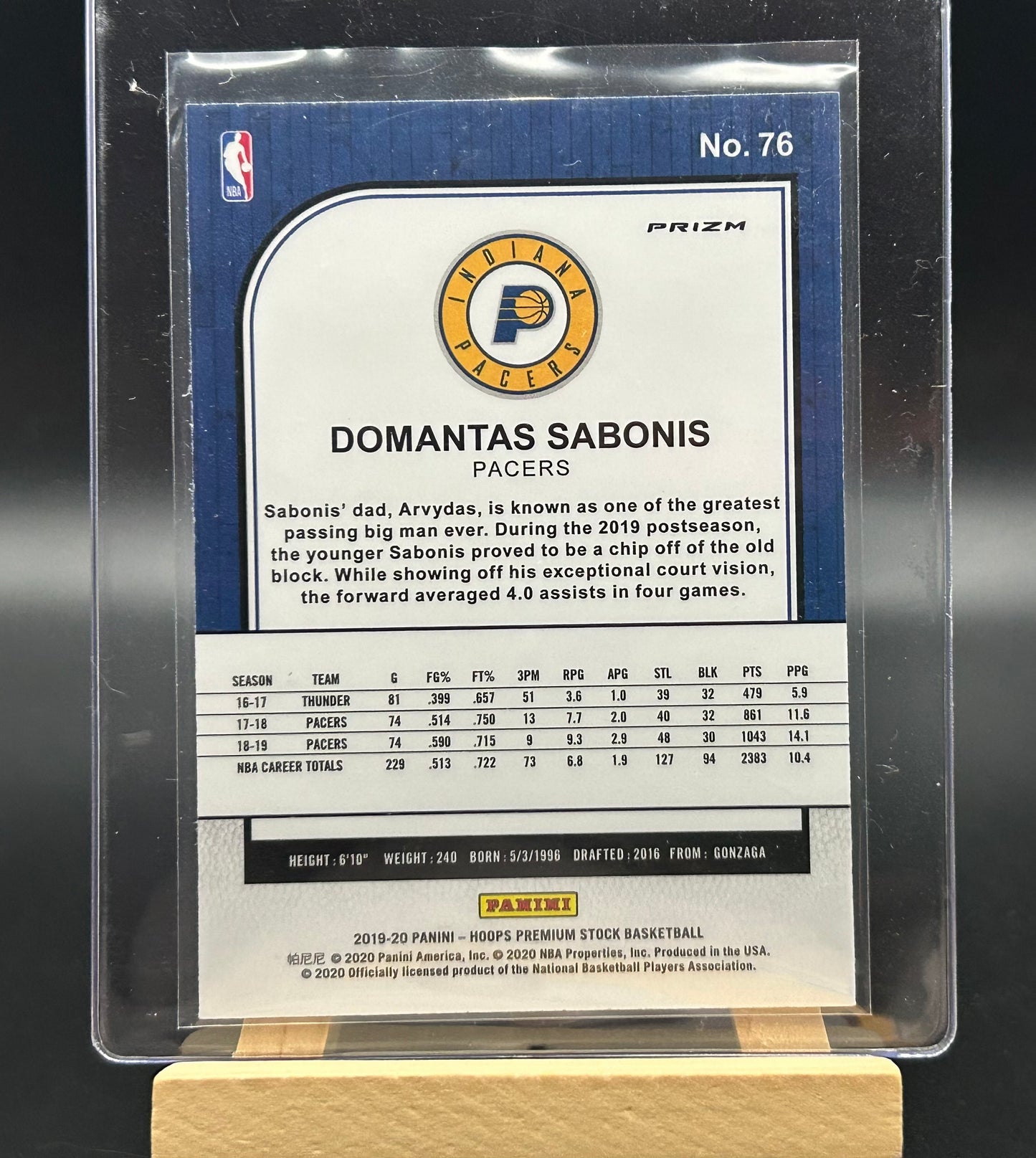 2019-20 Panini NBA Hoops Premium Silver Parallel Damontas Sabonis