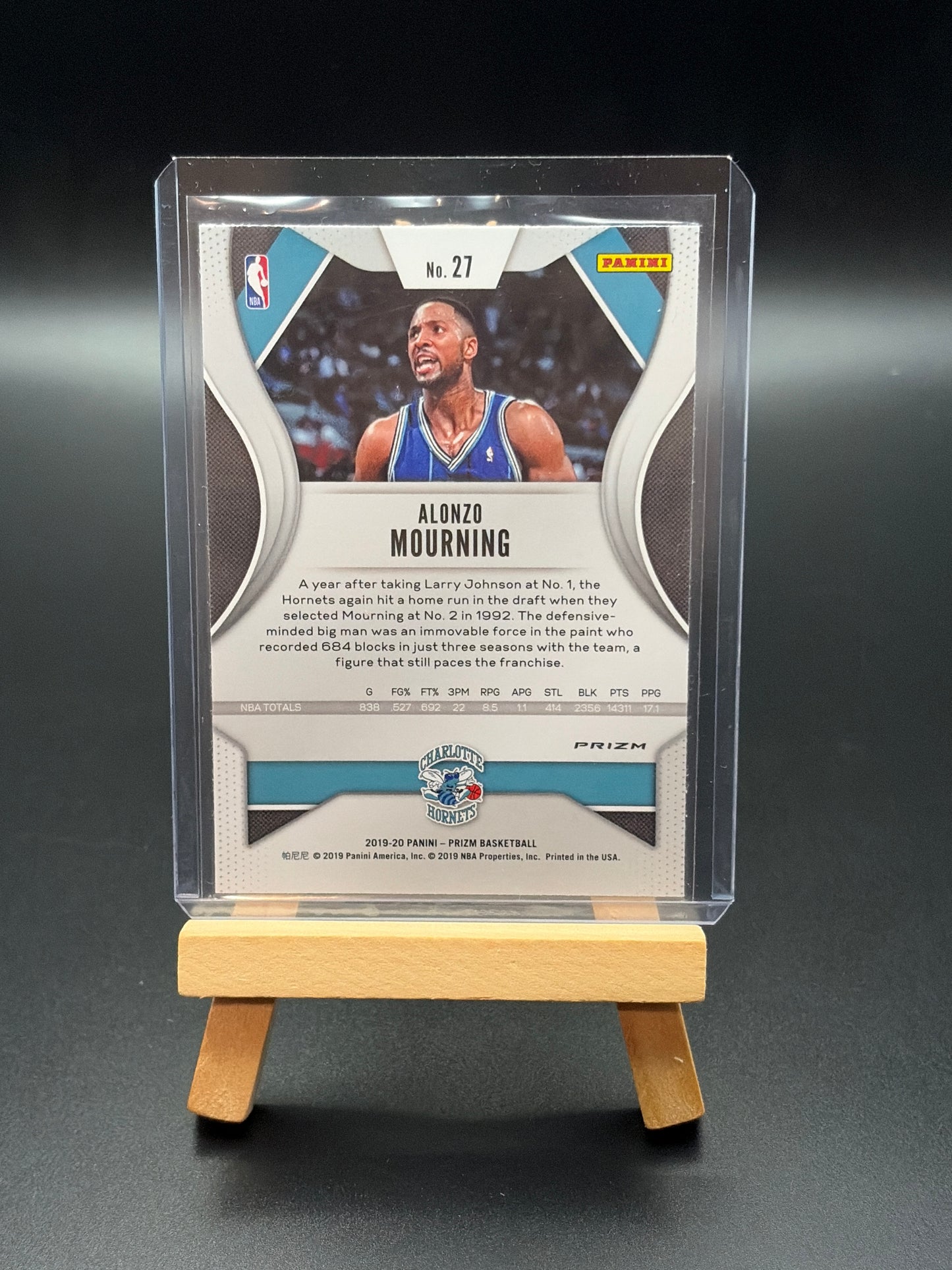 2019-2020 Panini Prizm Charlotte Hornets  Alonzo Mourning Hyper Prizm Parallel Card