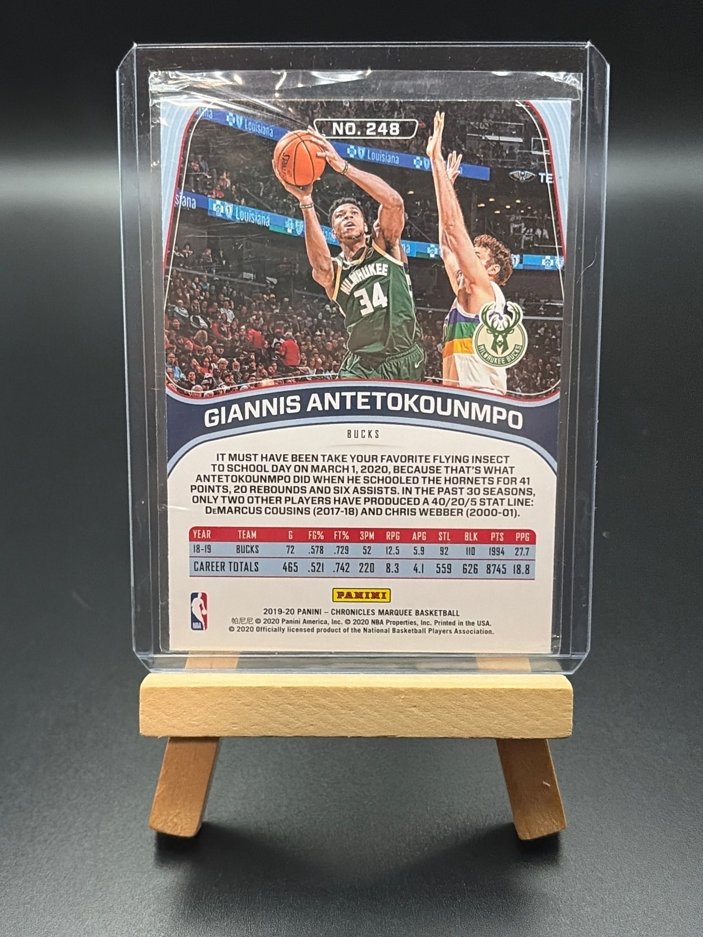 2019-20 Panini Chronicles Marquee Basketball Giannis Antetokounmpo Silver Parallel Card