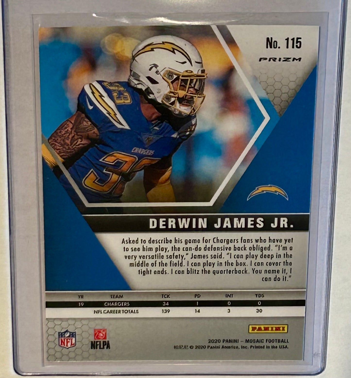 2021 Panini Mosiac Football Blue and Pink Parallel Derwin James Jr.