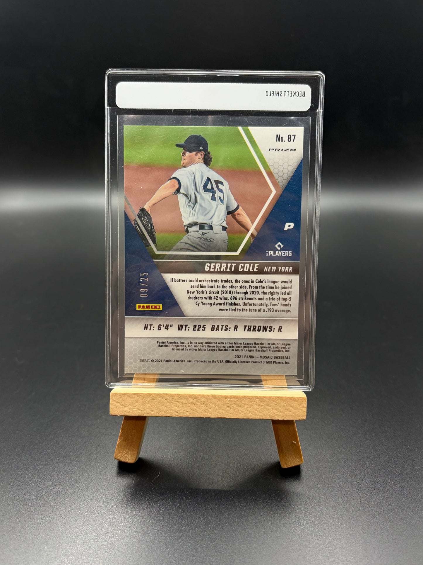 2021 Gerrit Cole Panini Mosaic Baseball Numbered 9/25