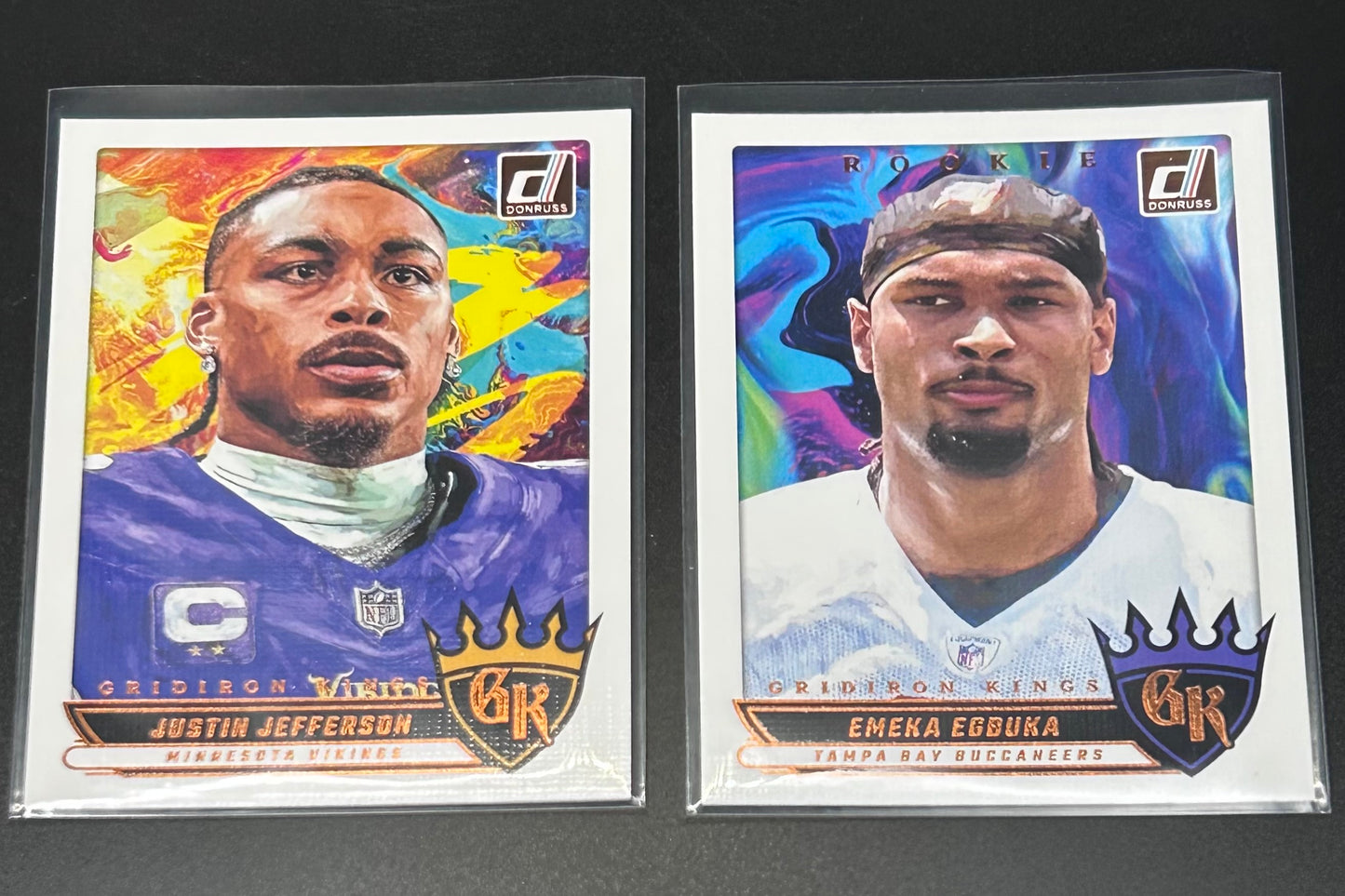 2025 Panini Donruss Gridiron Kings – Justin Jefferson & Emeka Egbuka
