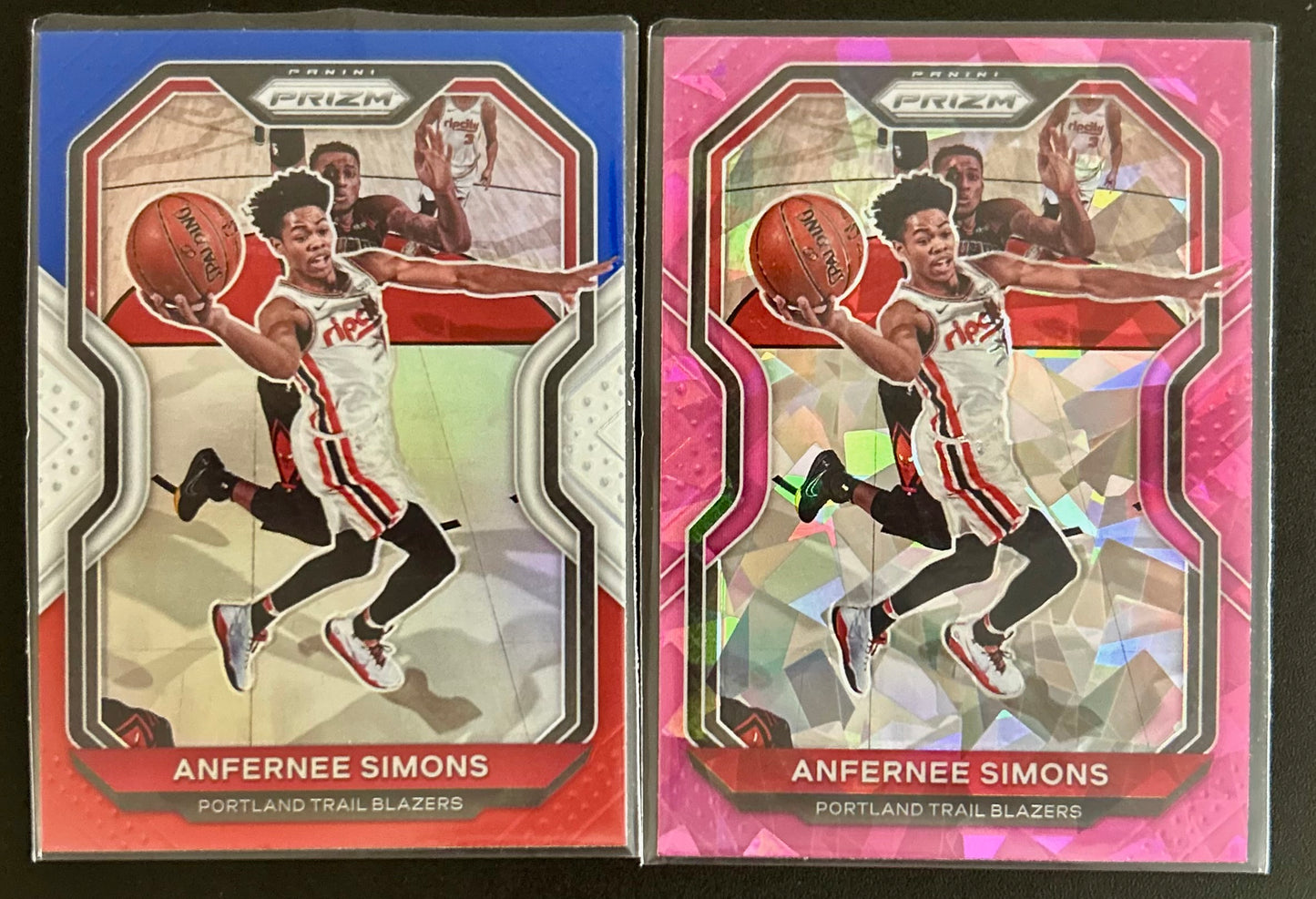 2020-2021 Panini Prizm Basketball Anfernee Simons 2 card parallel set