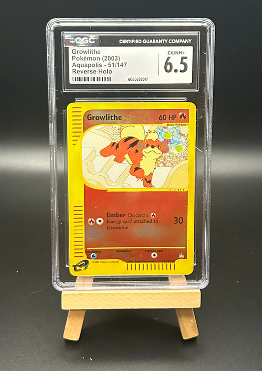Growlithe (51) Aquapolis (AQ)Reverse Holo CGC 6.5