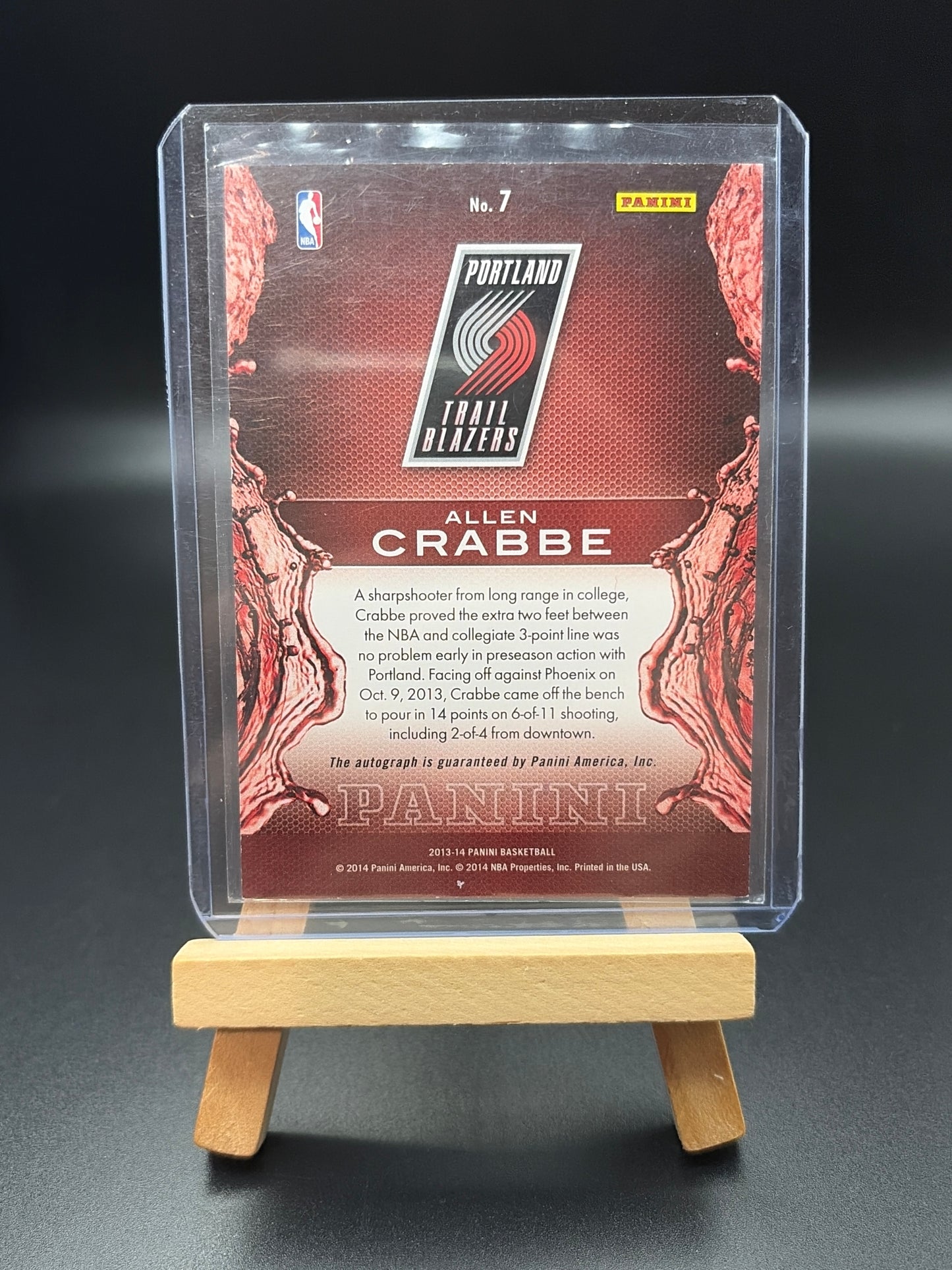 2013-2014 Panini Basketball Allen Crabbe Autographed