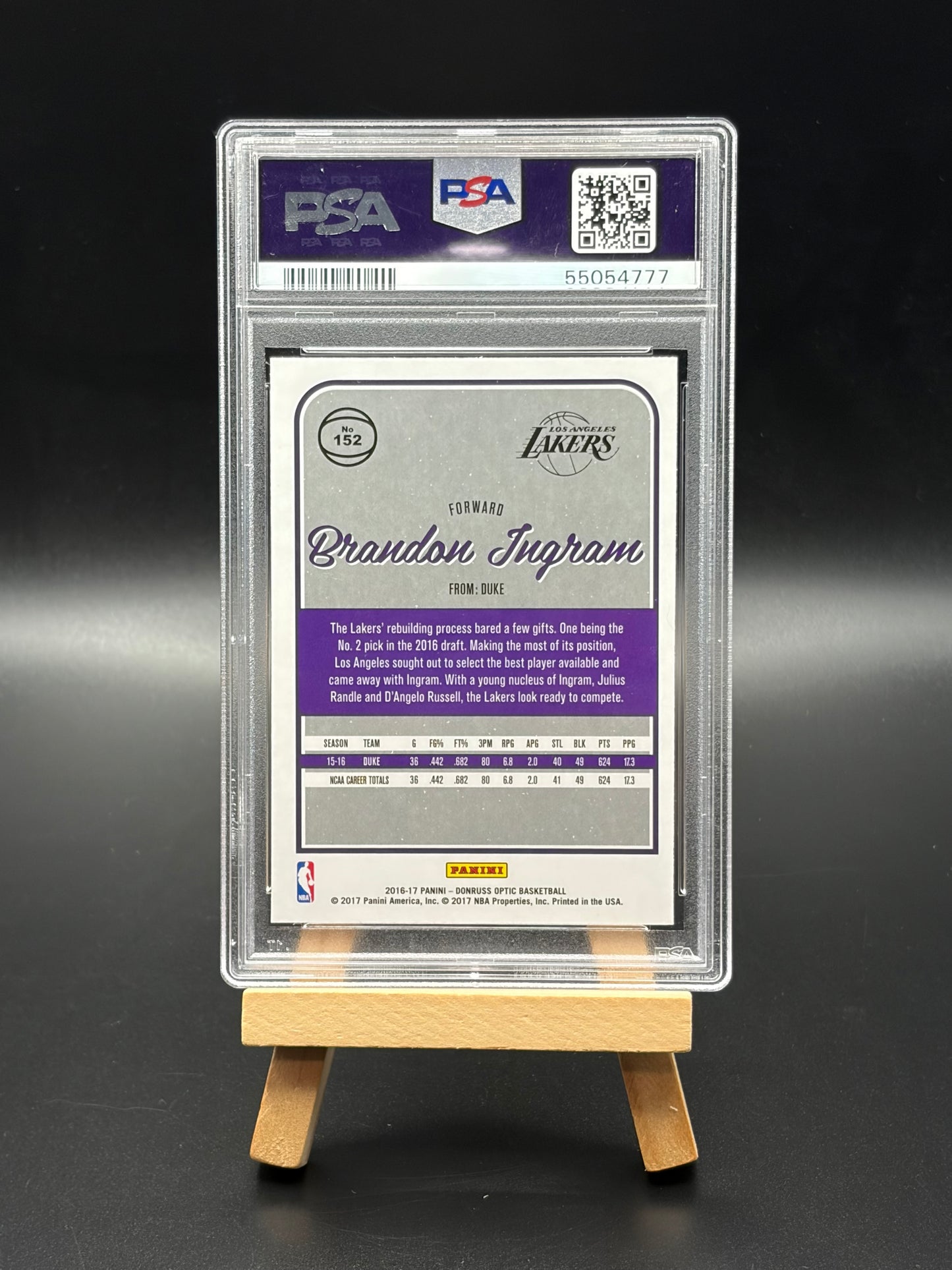 2016 Panini Optic Basketball RC – Brandon Ingram PSA 9 Graded