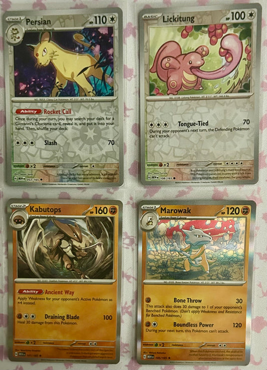 2 Holo Rare and 2 Reverse Holo Scarlet & Violet 151 cards
