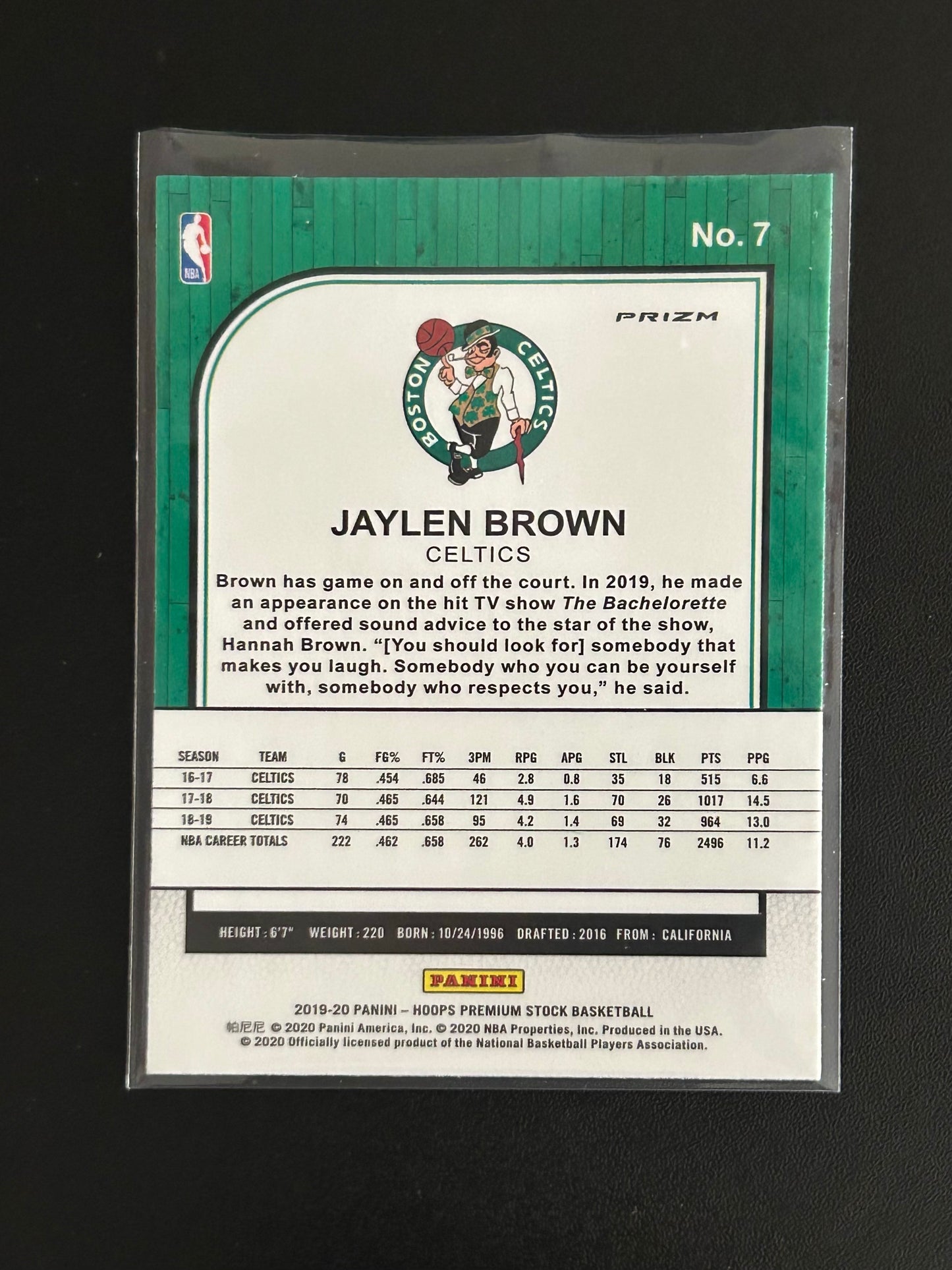 2019-20 Panini NBA Hoops Premium Silver Parallel Jaylen Brown