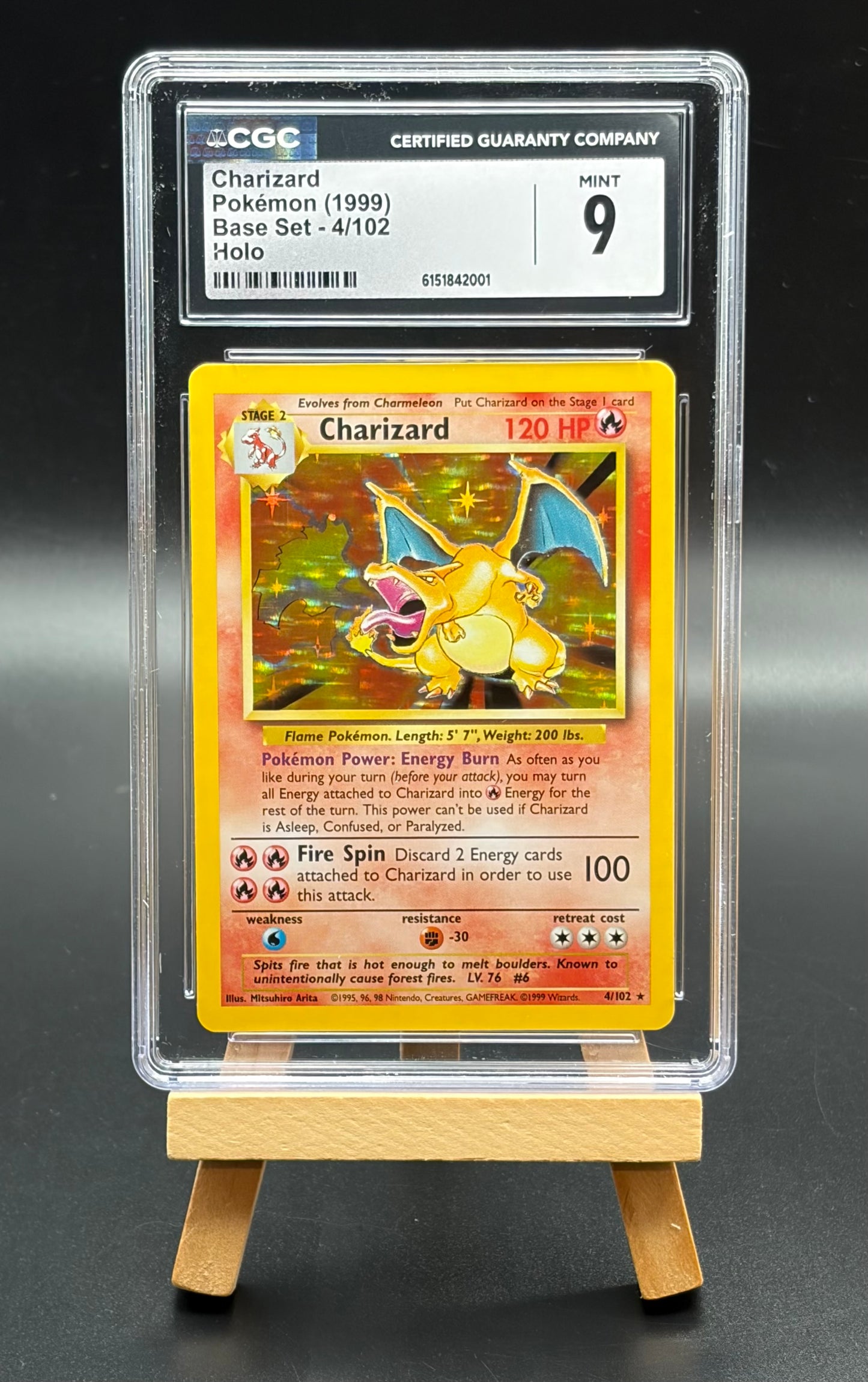 Charizard (004/102)- Base Set (BS) Holo Rare CGC 9 Mint