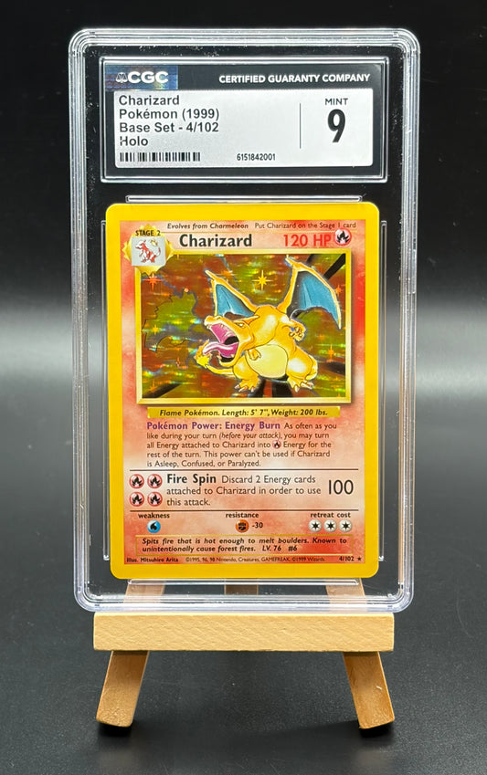 Charizard (004/102)- Base Set (BS) Holo Rare CGC 9