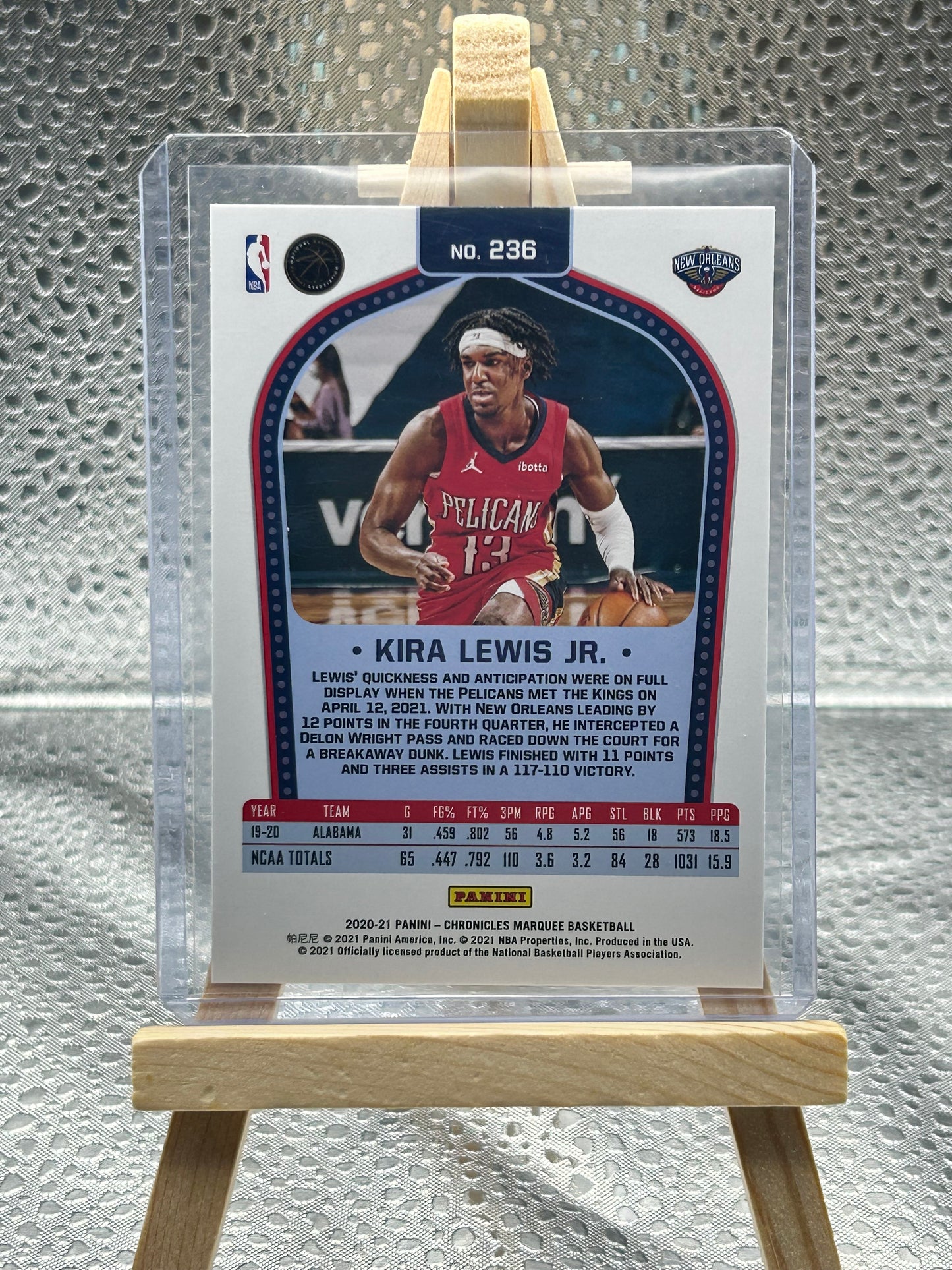 2020-2021 Chronicles Marquee Basketball Kira Lewis Jr Teal Parallel Rookie Card
