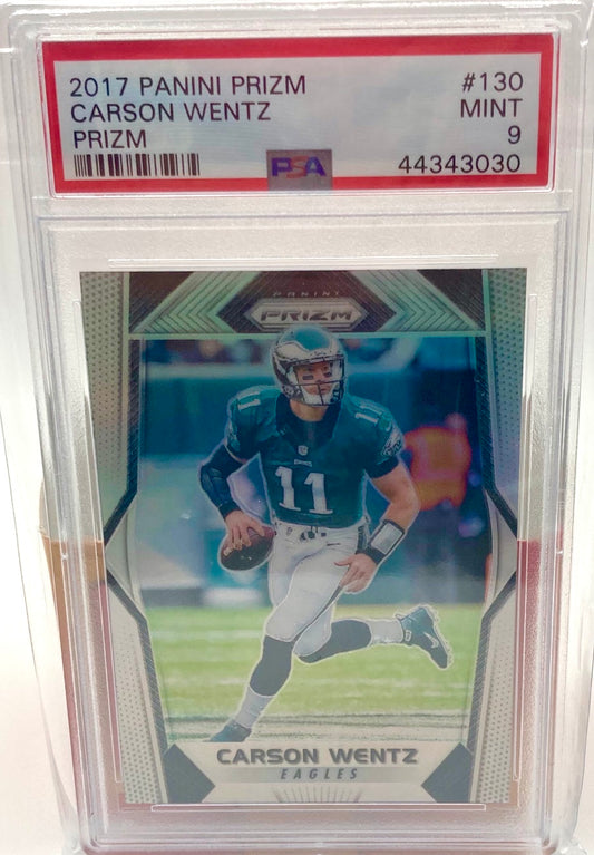 2017-Carson Wentz Graded 9 Silver Prizm.