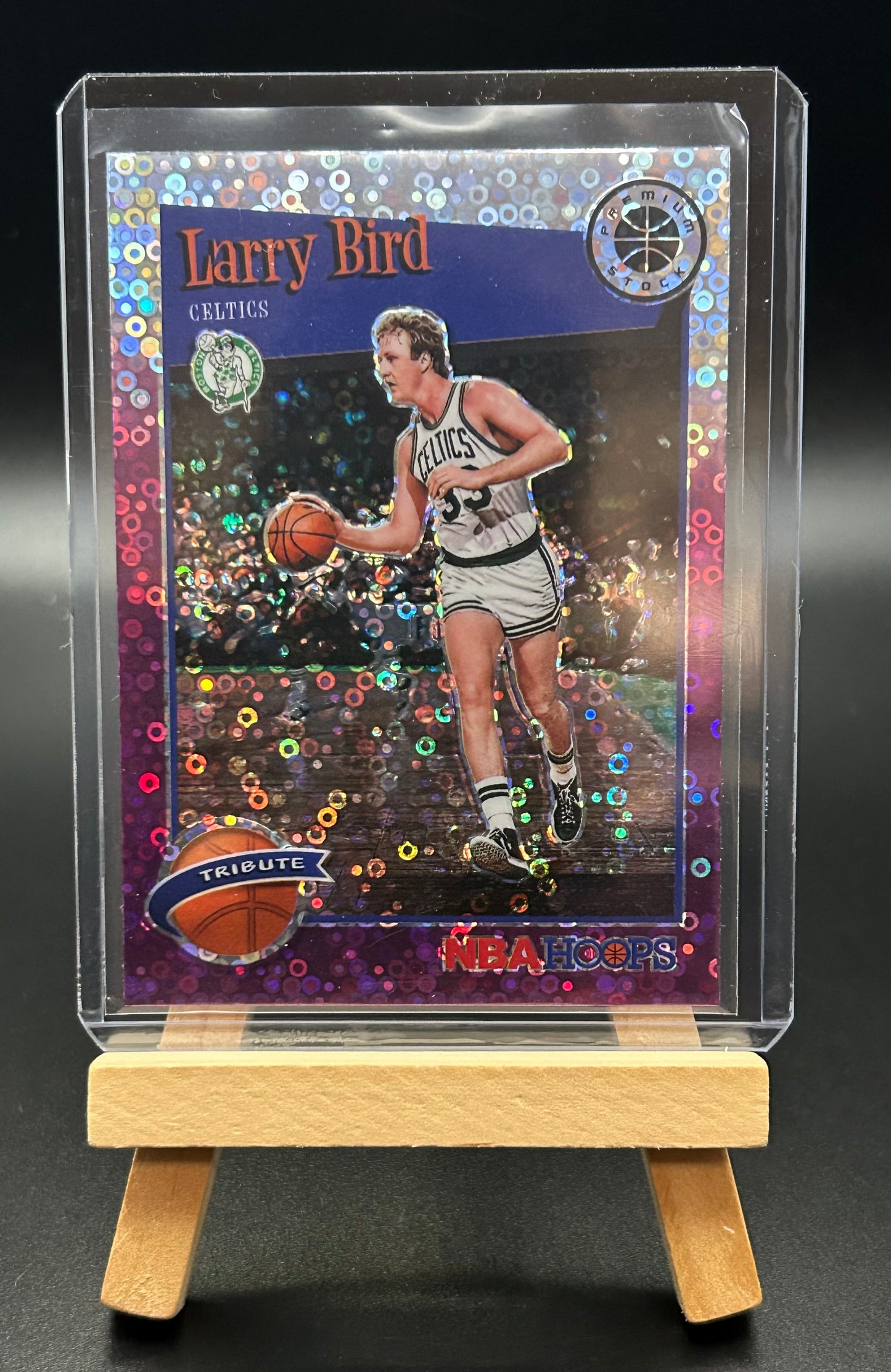 2019-20 Panini NBA Hoops Premium Stock Purple Disco Tribute Larry Bird