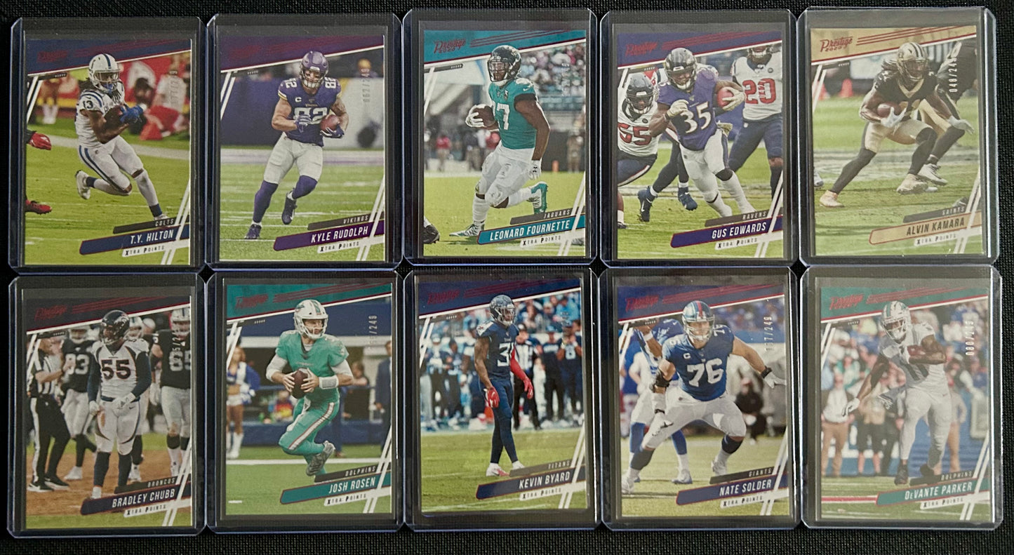 2020 - Panini Prestige Football 10 card lot numbered out of /249