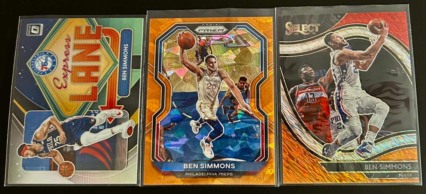 2020-2021 3 Card Ben Simmons Panini Lot