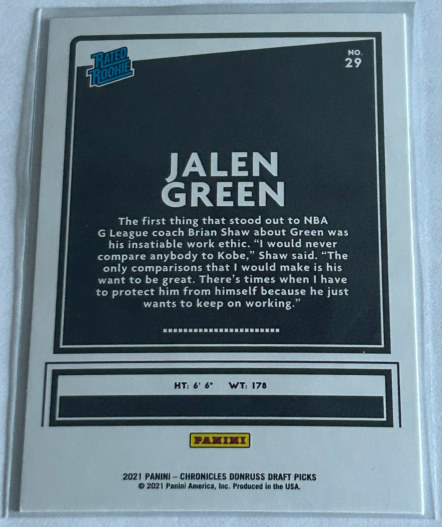 2021-22 Panini Chronicles Draft Picks Donruss Rated Rookie Jalen Green