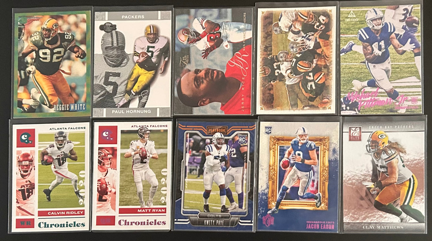 NFL Mixed Teams and Players 10 Card Lot