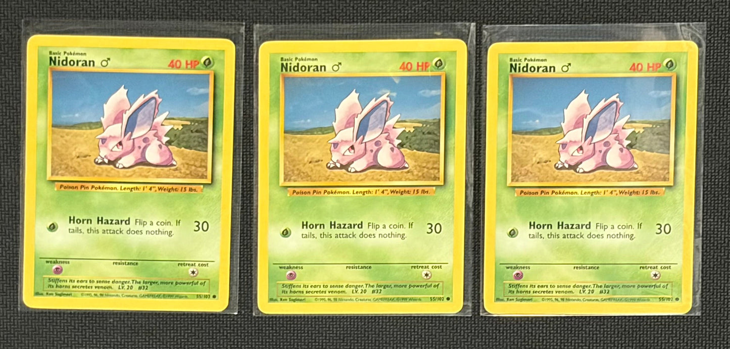 Nidoran- Base Set (BS) Common 3 card lot LP