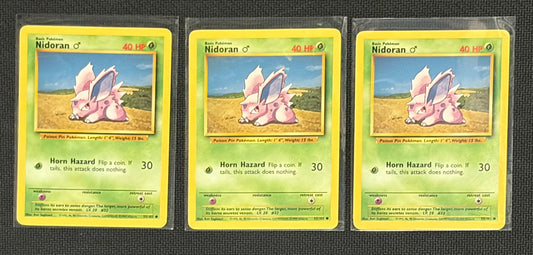 Nidoran- Base Set (BS) Common 3 card lot LP