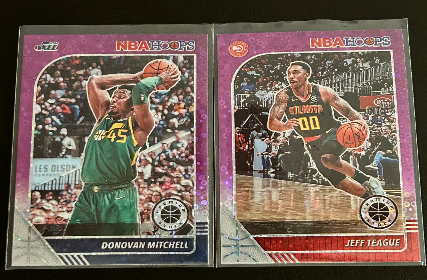 2019-2020 Hoops Premium Stock Basketball Donovan Mitchell and Jeff Teague Disco Parallel Card lot.