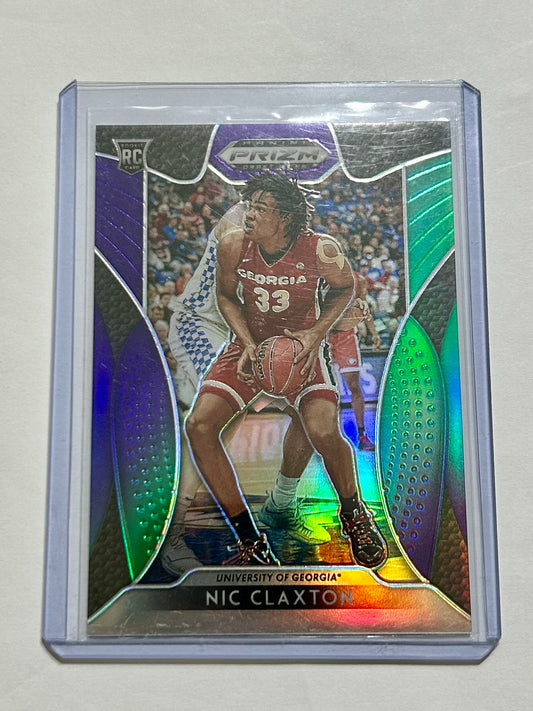 2019 Nic Claxton Numbered Purple and Green Prizm Panini Draft Picks Parallel Card