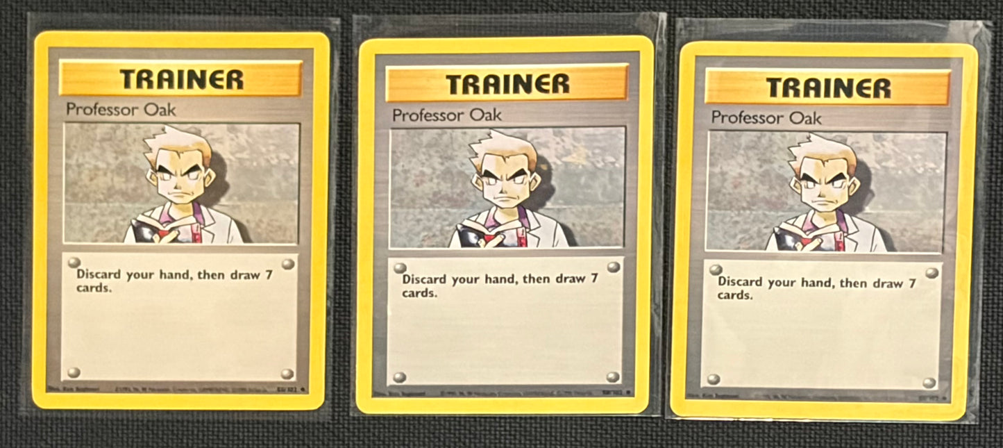 Professor Oak- Base Set (BS) UnCommon 3 card lot LP