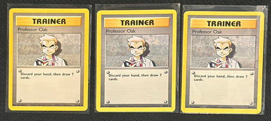 Professor Oak- Base Set (BS) UnCommon 3 card lot LP