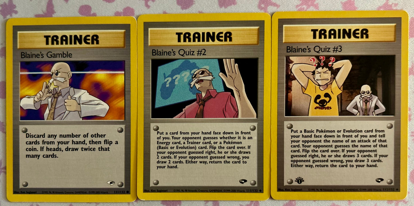 3 Blaine Pokemon Card Lot