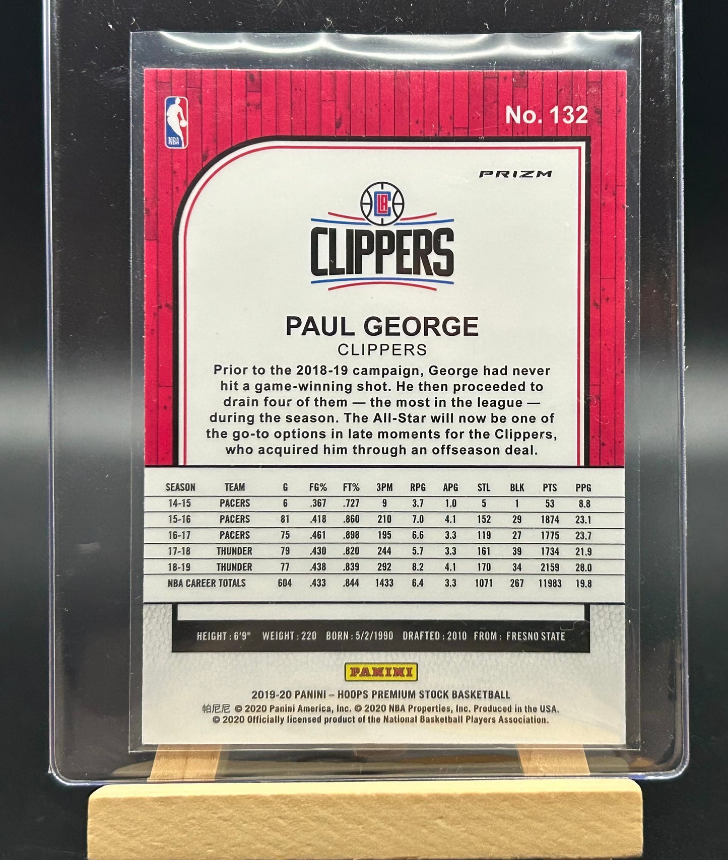 2019-20 Panini NBA Hoops Premium Silver Parallel Paul George
