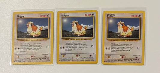 Pidgey - Base Set (BS) Common 3 card lot LP (Read Description)