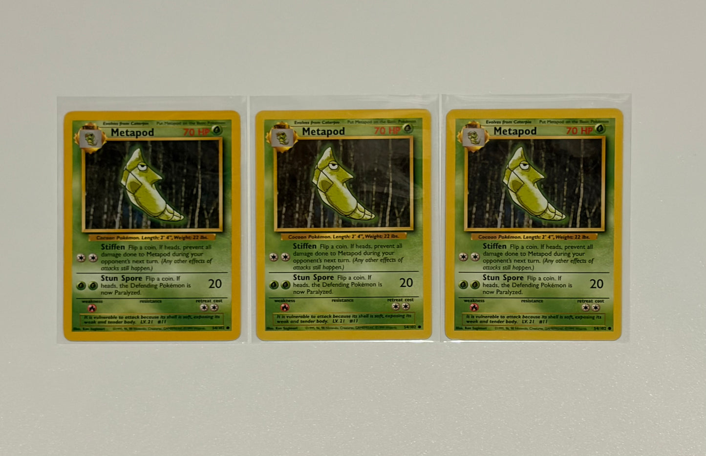Metapod - Base Set (BS) Common 3 card lot LP